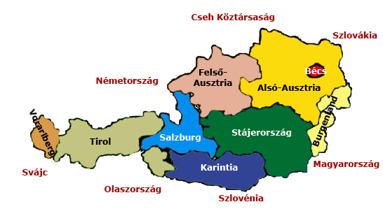 ausztria térkép régiók Eventer.hu ausztria térkép régiók